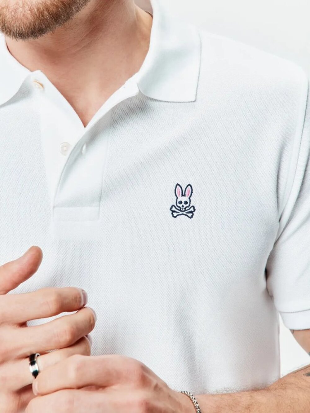 NWT $138 Psycho Bunny Mens classic White pique polo shirt Big and Tall XLT